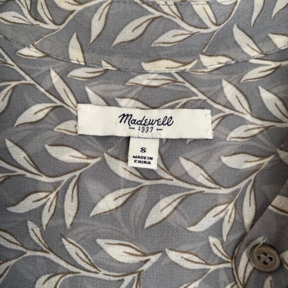 Madewell flowy relaxed fit dress in gray leaf print - Picture 3 of 3